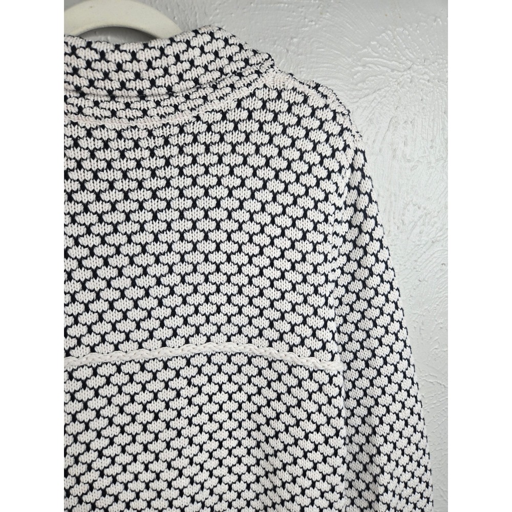 Habitat Crochet Button Front Knit Cardigan Sweater M White Black Cottage Artsy - Picture 12 of 12